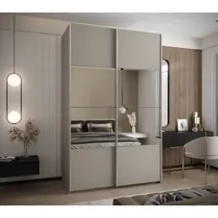 Skriňa s posuvnými dverami so zrkadlom Lux 4 160 Sivá