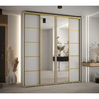 Skriňa s posuvnými dverami so zrkadlom Davos 5 210 cm 45 cm hĺbky Biela