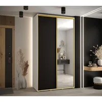 Skriňa s posuvnými dverami so zrkadlom vysoká Davos 3 140 hĺbka 45 cm Biela Čierna