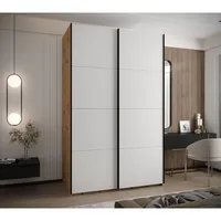 Skriňa s posuvnými dverami Lux 1 160 Svetlohnedé drevo Biela Čierna