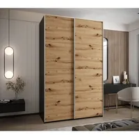Skriňa s posuvnými dverami Lux 1 160 Svetlohnedé drevo Čierna