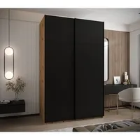 Skriňa s posuvnými dverami Lux 1 160 Svetlohnedé drevo Čierna