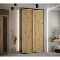 Posuvná skriňa Davos 1 140 cm 45 cm hĺbky Svetlohnedé drevo Čierna