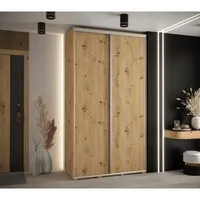 Posuvná skriňa Davos 1 140 cm 45 cm hĺbky Svetlohnedé drevo Sivá