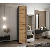 Skriňa s posuvnými dverami so zrkadlom Lux 3 100 Svetlohnedé drevo Čierna