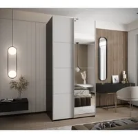 Skriňa s posuvnými dverami so zrkadlom Lux 3 100 Biela Čierna