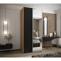 Skriňa s posuvnými dverami so zrkadlom Lux 3 100 Svetlohnedé drevo Čierna