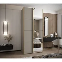 Skriňa s posuvnými dverami so zrkadlom Lux 3 100 Sivá Žltá
