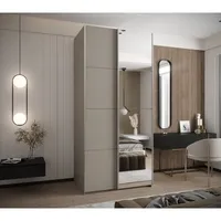Skriňa s posuvnými dverami so zrkadlom Lux 3 100 Sivá