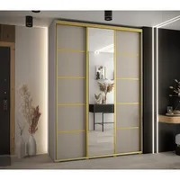 Skriňa s posuvnými dverami so zrkadlom Dakota 5 170 cm 45 cm hĺbky Sivá Žltá