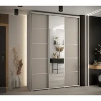 Skriňa s posuvnými dverami so zrkadlom Dakota 5 170 cm 45 cm hĺbky Sivá