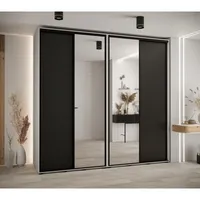 Skriňa s posuvnými dverami so zrkadlom vysoká Davos 3 250 hĺbka 60 cm Biela Čierna