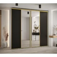 Skriňa s posuvnými dverami so zrkadlom vysoká Davos 3 250 hĺbka 60 cm Biela Čierna