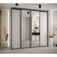 Skriňa s posuvnými dverami so zrkadlom vysoká Davos 3 250 hĺbka 60 cm Biela Čierna