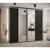Skriňa s posuvnými dverami so zrkadlom vysoká Davos 3 250 hĺbka 60 cm Čierna