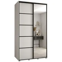 Skriňa s posuvnými dverami so zrkadlom Davos 5 140 cm 60 cm hĺbky Biela Čierna