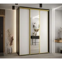 Skriňa s posuvnými dverami so zrkadlom vysoká Davos 3 180 hĺbka 60 cm Biela Čierna