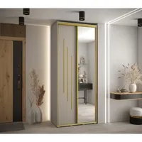 Skriňa s posuvnými dverami so zrkadlom Dakota 9 120 60 cm hĺbky Sivá Žltá