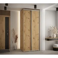 Posuvná skriňa Davos 1 100 cm 60 cm hĺbky Svetlohnedé drevo Sivá