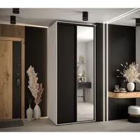 Posuvná skriňa so zrkadlom vysoká Davos 3 120 hĺbka 60 cm Biela Čierna