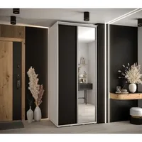 Posuvná skriňa so zrkadlom vysoká Davos 3 120 hĺbka 60 cm Biela Čierna