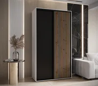 Skriňa s posuvnými dverami Sapporo 1 140 cm 60 cm Drevo tmavohnedé Biela Čierna