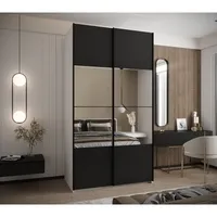 Skriňa s posuvnými dverami so zrkadlom Lux 4 140 Biela Čierna
