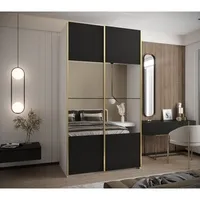 Skriňa s posuvnými dverami so zrkadlom Lux 4 140 Biela Čierna