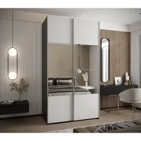 Skriňa s posuvnými dverami so zrkadlom Lux 4 140 Biela Čierna