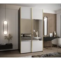 Skriňa s posuvnými dverami so zrkadlom Lux 4 140 Biela Čierna