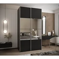Skriňa s posuvnými dverami so zrkadlom Lux 4 140 Čierna