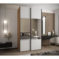 Skriňa s posuvnými dverami so zrkadlom Lux 4 140 Svetlohnedé drevo Biela