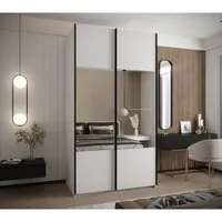 Skriňa s posuvnými dverami so zrkadlom Lux 4 140 Biela Čierna