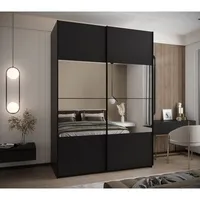 Skriňa s posuvnými dverami so zrkadlom Lux 4 190 Čierna