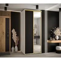 Skriňa s posuvnými dverami so zrkadlom vysoká Davos 3 110 hĺbka 60 cm Biela Čierna