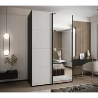 Skriňa s posuvnými dverami so zrkadlom Lux 3 150 Biela Čierna