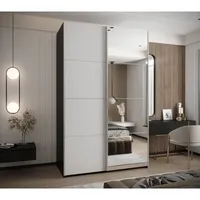Skriňa s posuvnými dverami so zrkadlom Lux 3 150 Biela Čierna