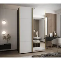 Skriňa s posuvnými dverami so zrkadlom Lux 3 150 Biela Čierna