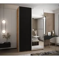 Skriňa s posuvnými dverami so zrkadlom Lux 3 150 Svetlohnedé drevo Čierna