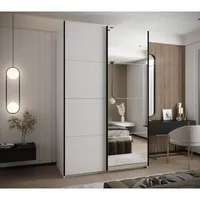 Skriňa s posuvnými dverami so zrkadlom Lux 3 150 Biela Čierna