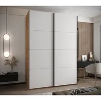 Skriňa s posuvnými dverami Lux 1 170 Svetlohnedé drevo Biela Čierna