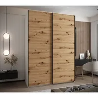 Skriňa s posuvnými dverami Lux 1 170 Svetlohnedé drevo Biela Čierna
