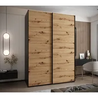 Skriňa s posuvnými dverami Lux 1 170 Svetlohnedé drevo Čierna