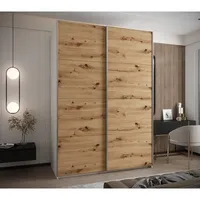 Skriňa s posuvnými dverami Lux 1 170 Svetlohnedé drevo Biela Sivá