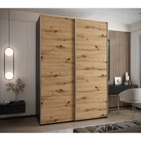 Skriňa s posuvnými dverami Lux 1 170 Svetlohnedé drevo Čierna