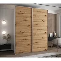 Skriňa s posuvnými dverami Lux 1 190 Svetlohnedé drevo Biela Sivá
