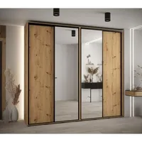 Skriňa s posuvnými dverami so zrkadlom vysoká Davos 3 260 hĺbka 45 cm Svetlohnedé drevo