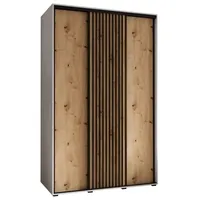 Skriňa s posuvnými dverami Lanko 1 160 cm 45 cm hĺbky Svetlohnedé drevo Biela Čierna