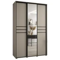 Skriňa s posuvnými dverami so zrkadlom Dakota 11 150 cm 60 cm hĺbky Sivá Čierna