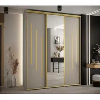 Skriňa s posuvnými dverami so zrkadlom Dakota 9 190 cm 60 cm hĺbky Sivá Žltá